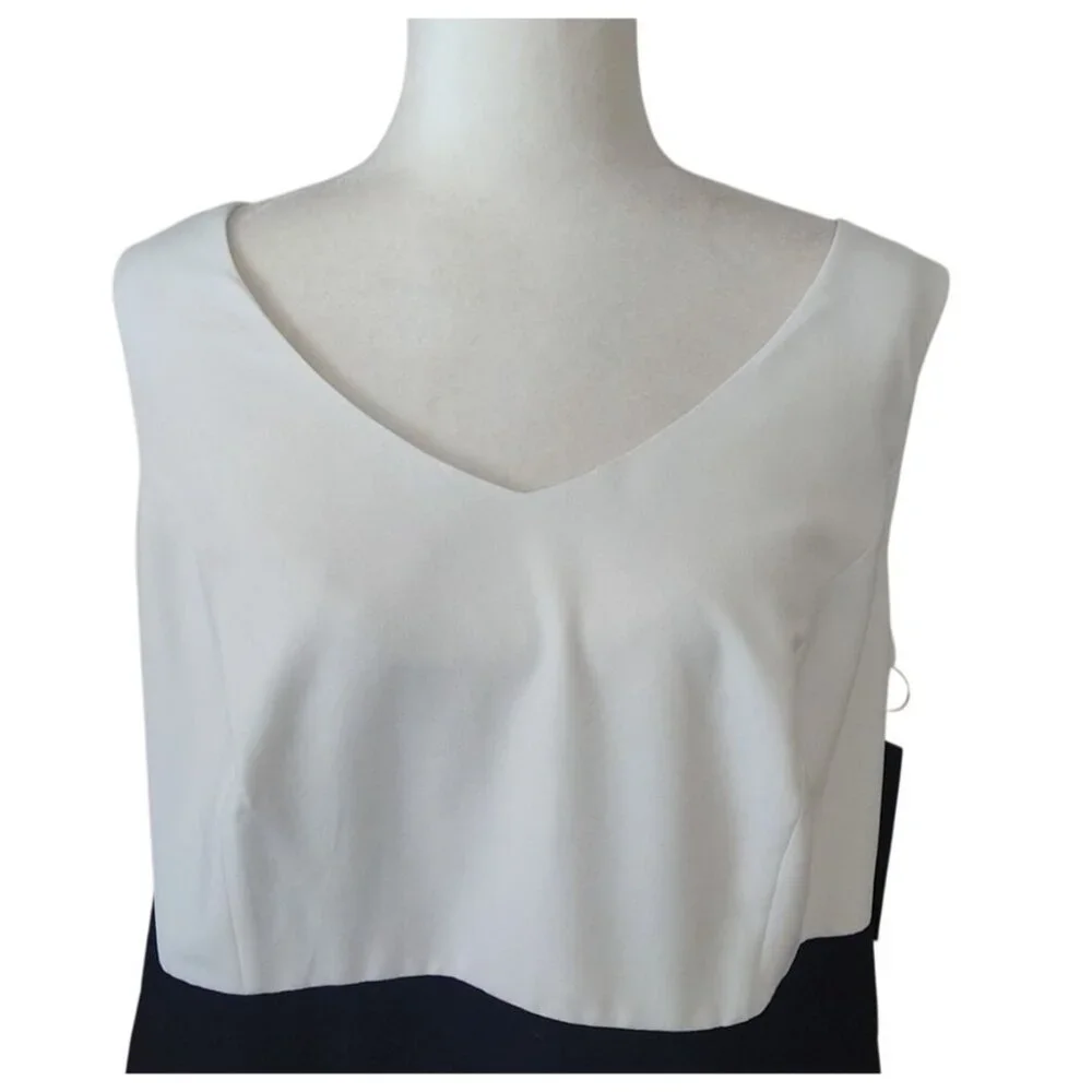 Nipon Boutique Women's 16W Colorblock Sleeveless Sheath Dress In Chocolate/White - Picture 11 of 15